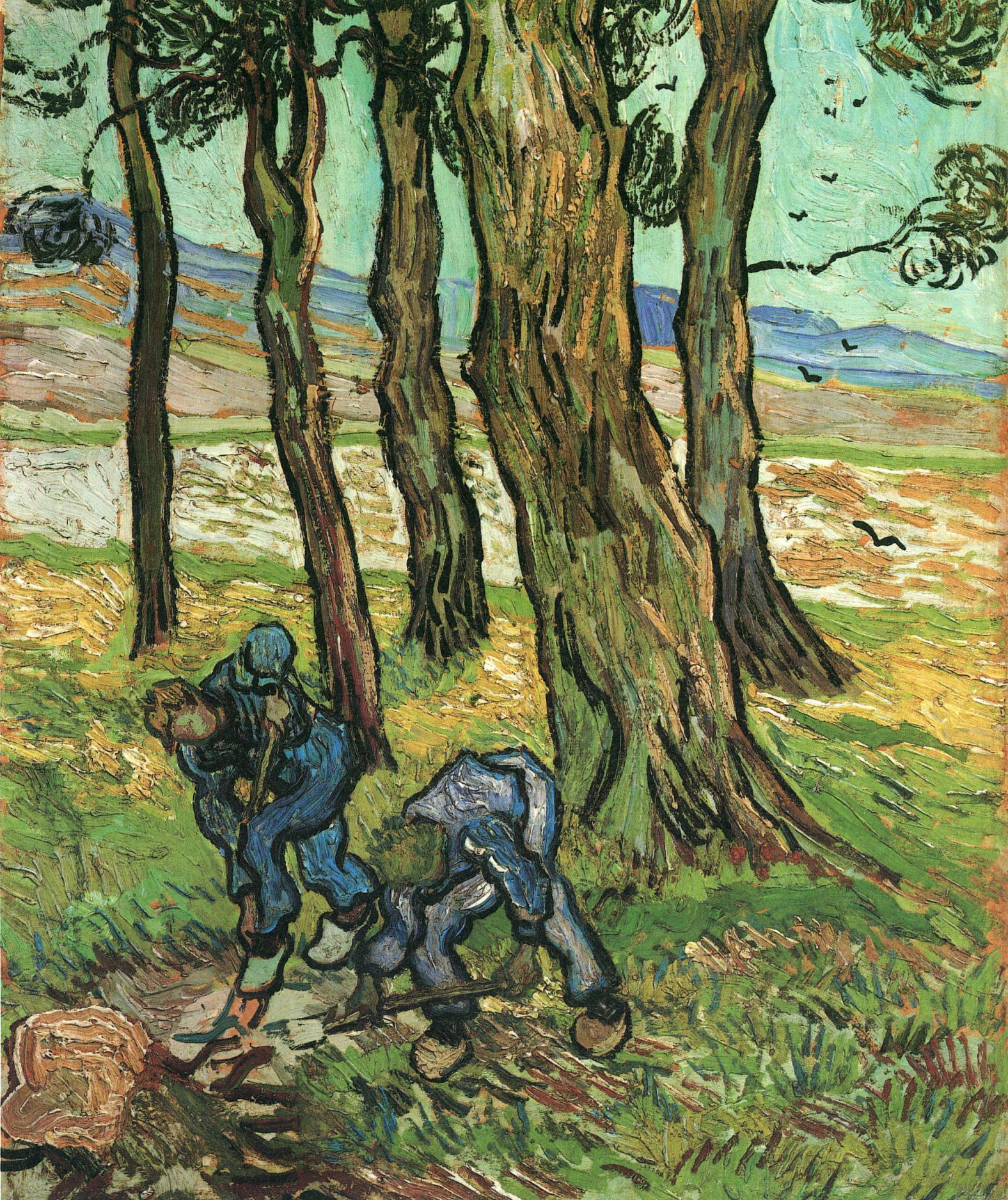 Two Diggers Among Trees - Van Gogh Painting On Canvas